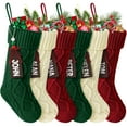 thumbnail image 1 of Ayieyill 6 Pcs Christmas Stockings Personalized, 18 inches Large Cable Knitted Christmas Stockings with Names Tags, Christmas Decoration, 1 of 7