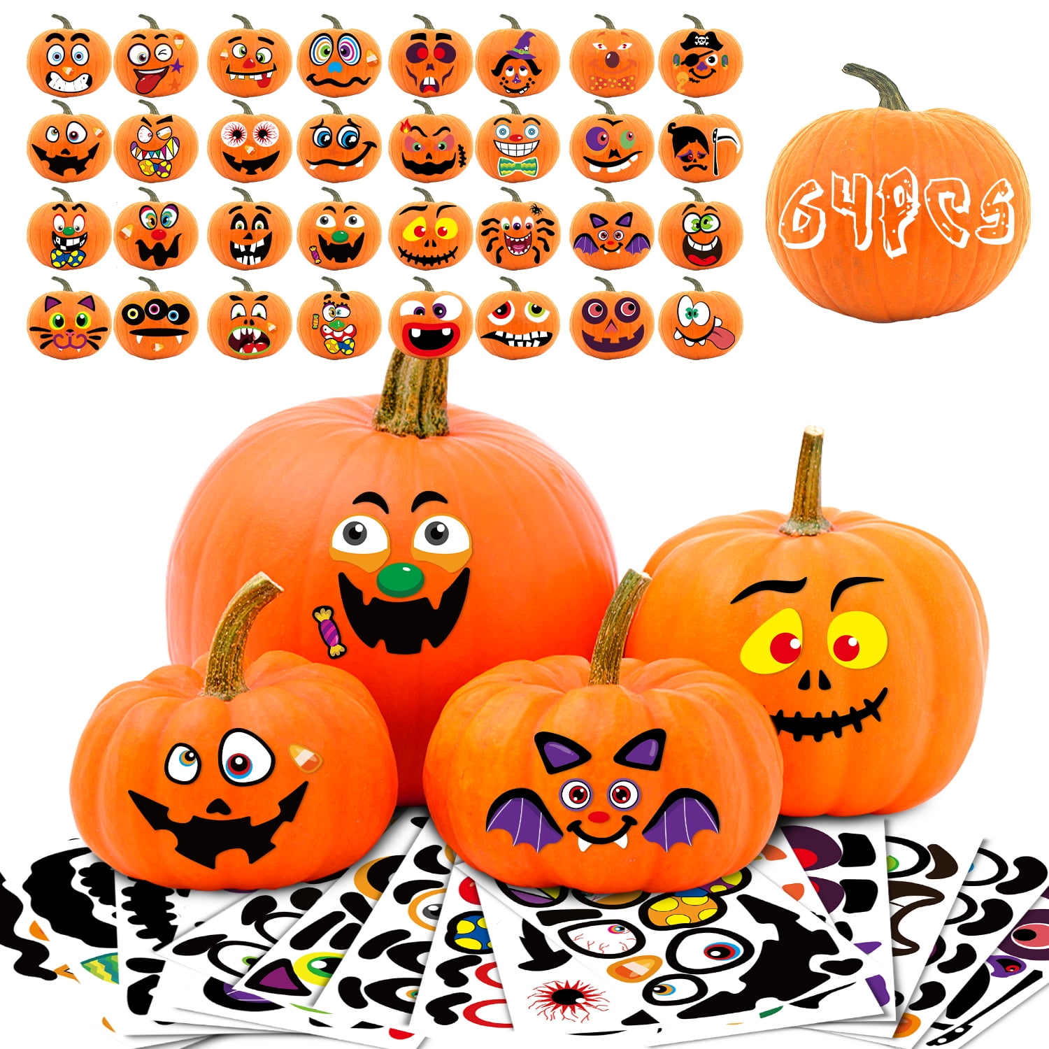 500 Pieces Halloween Pumpkin Stickers Halloween Pumpkin Roll Stickers 8  Designs Halloween Pumpkin Face Stickers For Kids Halloween