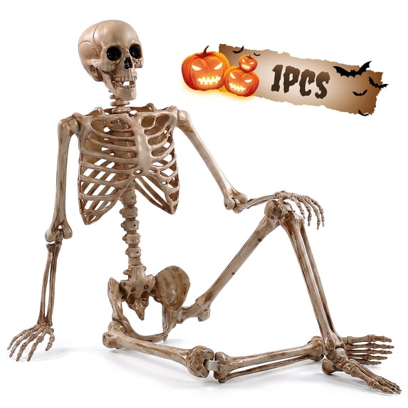 Ayieyill 5.4ft Halloween Skeleton Decorations, Weathered Posable Skeleton Decor for Halloween Decorations Outdoor Indoor