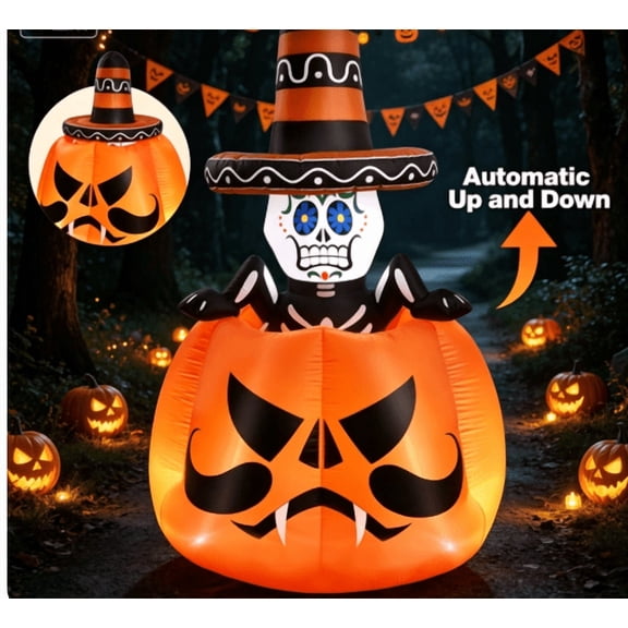 Ayieyill 6FT Festive Pumpkin Inflatable Decor, Blow Up Ornament for Indoor Outdoor Garden Lawn Yard Holiday Decoration