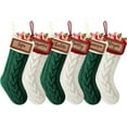 thumbnail image 1 of Ayieyill 6Pack Christmas Stockings, 18" Large Knitted Stocking Personalized Xmas Hanging Stocking Decorations with Name Leather Patches for Holiday Christmas Party Family Decor (Green White), 1 of 8