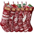 thumbnail image 1 of Ayieyill 6Pcs 18" Knit Christmas Stockings, Large Rustic Yarn Xmas Stockings for Christmas Family Holiday Decorations, 1 of 8