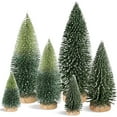 thumbnail image 1 of Ayieyill 6Pcs Artificial Mini Christmas Tree Sisal Snow Trees Bottle Brush Christmas Trees Pine Trees Ornaments with Wooden Base for Christmas Party Decoration（(Green, Double Colors)）, 1 of 7