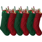 Ayieyill 6pcs Christmas Stockings Large Knitted Xmas Stockings 18 Inches Fireplace Hanging Stockings for Family Holiday Christmas Decoration