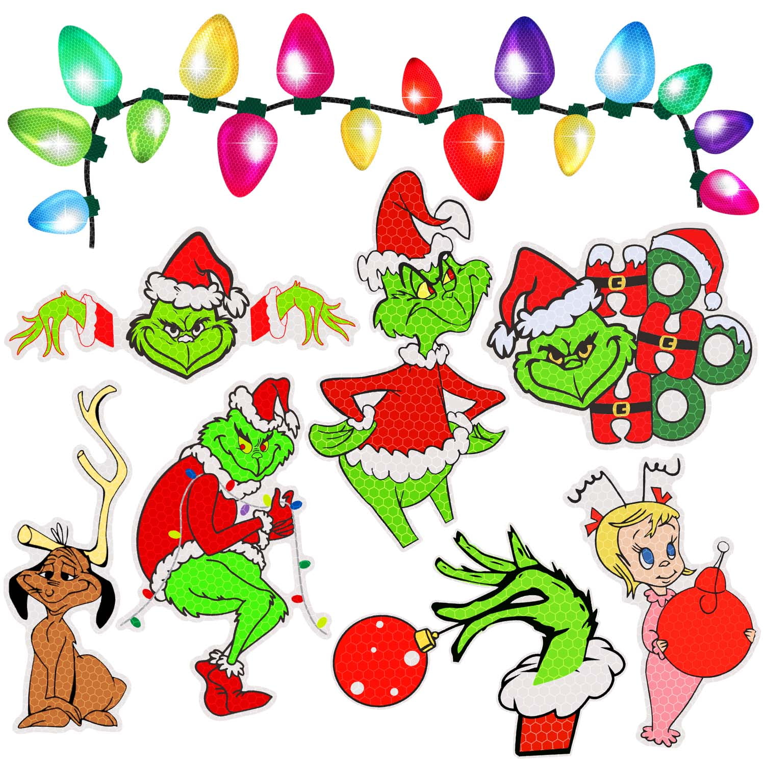 Ayieyill 70Pcs Reflective Christmas Car Decorations, Reflective Lights