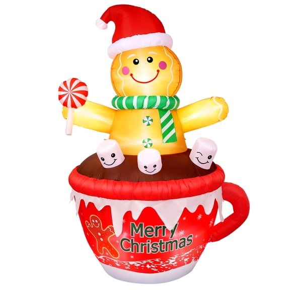 Ayieyill 7.22FT Inflatables Christmas Outdoor Decoration Cup Gingerbread Man with LED, Outdoor Christmas Decoration