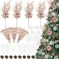 thumbnail image 1 of Ayieyill 84Pcs Christmas Tree Decorations Flowers, Artificial Glitter Berry Stems Christmas Pine Cones, Snowflake Icicle Drop Crystal Ornaments (Rose Gold), 1 of 7