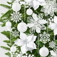 thumbnail image 1 of Ayieyill 92Pcs Christmas Tree Ornaments includes Poinsettia Christmas Flowers, Ball Ornaments, Artificial Glitter Berry Stems, Snowflake and  Icicle Drop Crystal Ornaments | White, 1 of 6