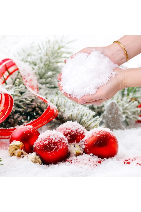 Artificial Snow, 10 Ounces, Fake Snow Plastic Snow for Winter Decoration and Handcraft (White)