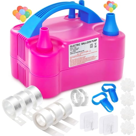 Ayieyill Balloon Pump Electric, Portable Dual Nozzle Electric Balloon Blower Machine, Balloon Inflator Air Pump for Party Decorations(Rose Red)