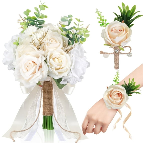 Ayieyill 11.5 inch Wedding Bouquets for Bride and Bridesmaids, Tossing Artificial Flower Bouquets for Wedding Decorations