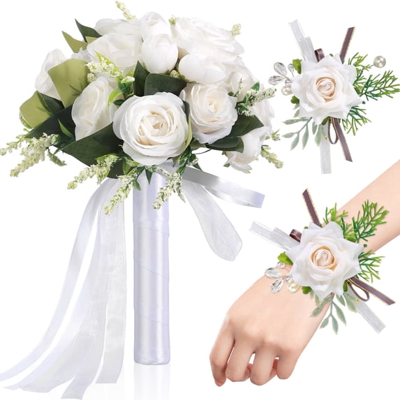 Ayieyill Wedding Bouquets for Bride and Bridesmaids, Tossing Artificial Flower Bouquets, Wedding Decorations