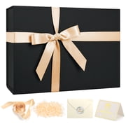 Ayieyill Black Gift Boxes for Presents, Mothers Day boxes with Ribbon Magnetic Lids, Mothers Day Gift Wrap Boxes for Wedding 9.2*6.7*2.75 inches