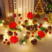 Ayieyill 8.2FT Christmas Garland String Lights for Indoor Christmas Decorations, 2 Pack