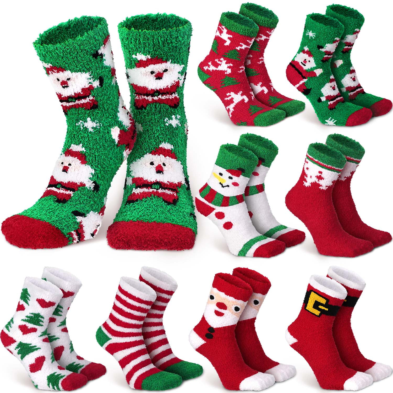Ayieyill Christmas Fuzzy Socks for Women, 8 Pairs Slipper Socks Women ...