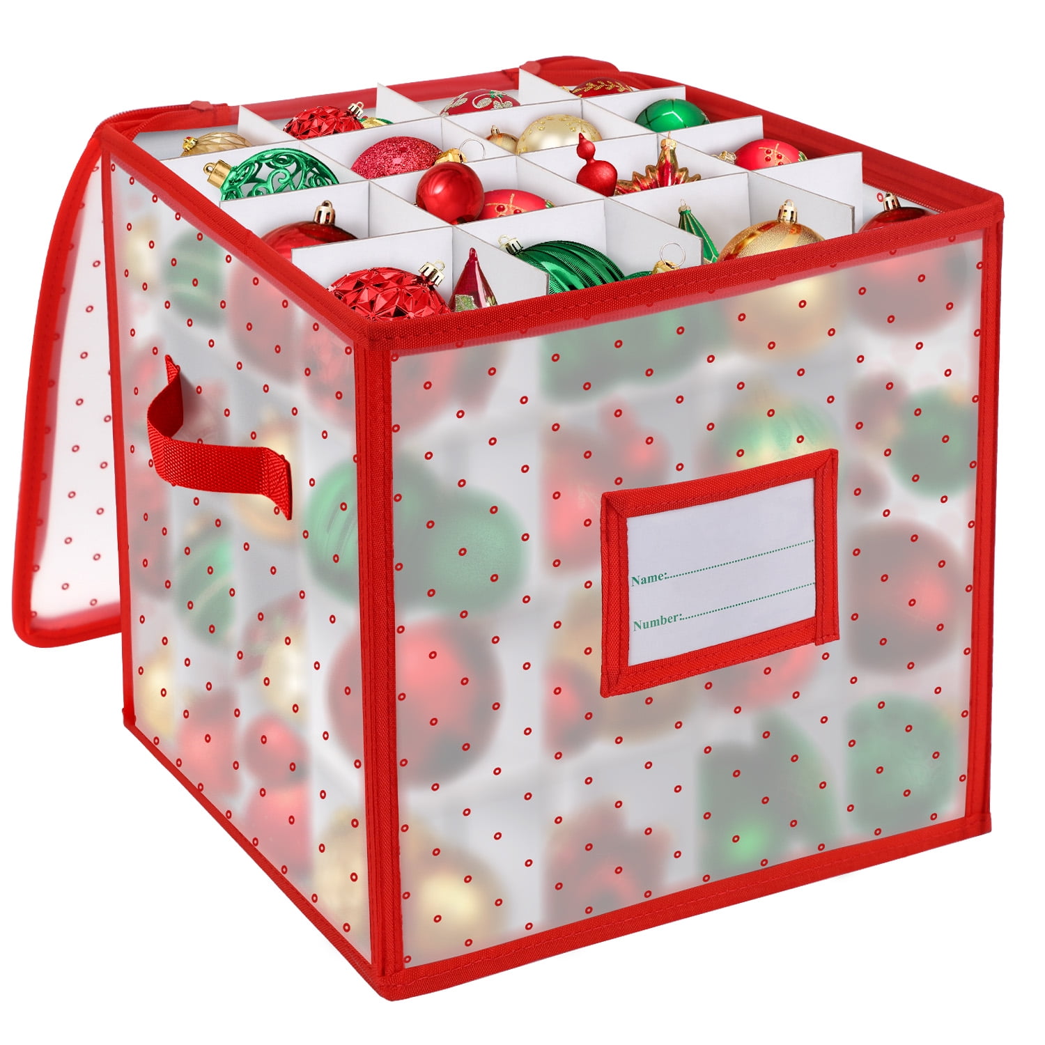 Simplify 27 Count Stackable Christmas Ornament Storage Box - Red
