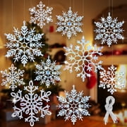 Ayieyill Christmas Snowflakes Large Snowflakes Ornaments 8 Pieces - 12'' Glitter Snowflakes Decorations Christmas Hanging Snowflake for Winter Christmas Tree Decorations Craft Snowflakes