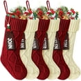 thumbnail image 1 of Ayieyill Christmas Stockings 6 Pack with Names Tags, Personalized Knitted Xmas Stockings 18 inches, Fireplace Stockings for Family Christmas Decoration, 1 of 6