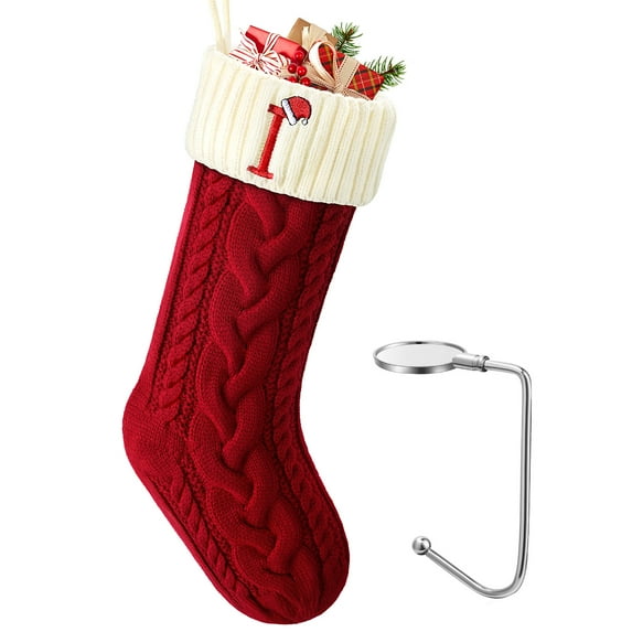 Ayieyill Christmas Stockings with Letters Super Soft Christmas Holiday Xmas Gift | 20 Inches | Red I