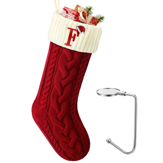 Ayieyill Christmas Stockings with Letters Super Soft Christmas Holiday Xmas Gift | 20 Inches | Red F