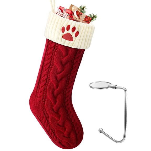 Ayieyill Christmas Stockings with Letters, Super Soft Monogram Christmas Stockings Xmas Gift | 20 Inches | Red Dog Paw