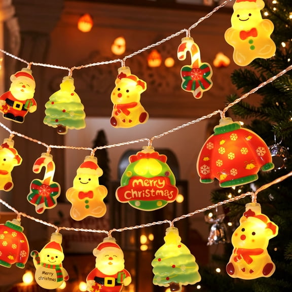 Ayieyill Animated Christmas String Lights, 9.8FT 20 LED, 8 Light Modes, Waterproof Battery Box with Remote Control, Indoor Christmas Decoration(Warm White)