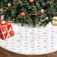 thumbnail image 1 of Ayieyill Christmas Tree Skirt, 36 Inches Faux Fur White Christmas Tree Skirt for Christmas Tree Decorations Xmas Tree Skirt (Gold Snowflake), 1 of 7