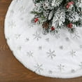thumbnail image 1 of Ayieyill Christmas Tree Skirt, 48 Inches Faux Fur White Christmas Tree Skirt for Christmas Tree Decorations Xmas Tree Skirt (Snowflake), 1 of 9