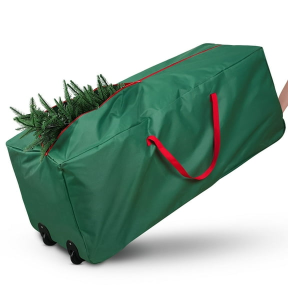 Ayieyill Christmas Tree Storage Bag, Christmas Tree Bag - for 7.5 FT Artificial Trees, Zippered Bag, Carry Handles and Wheels for Easy Transport (Green)