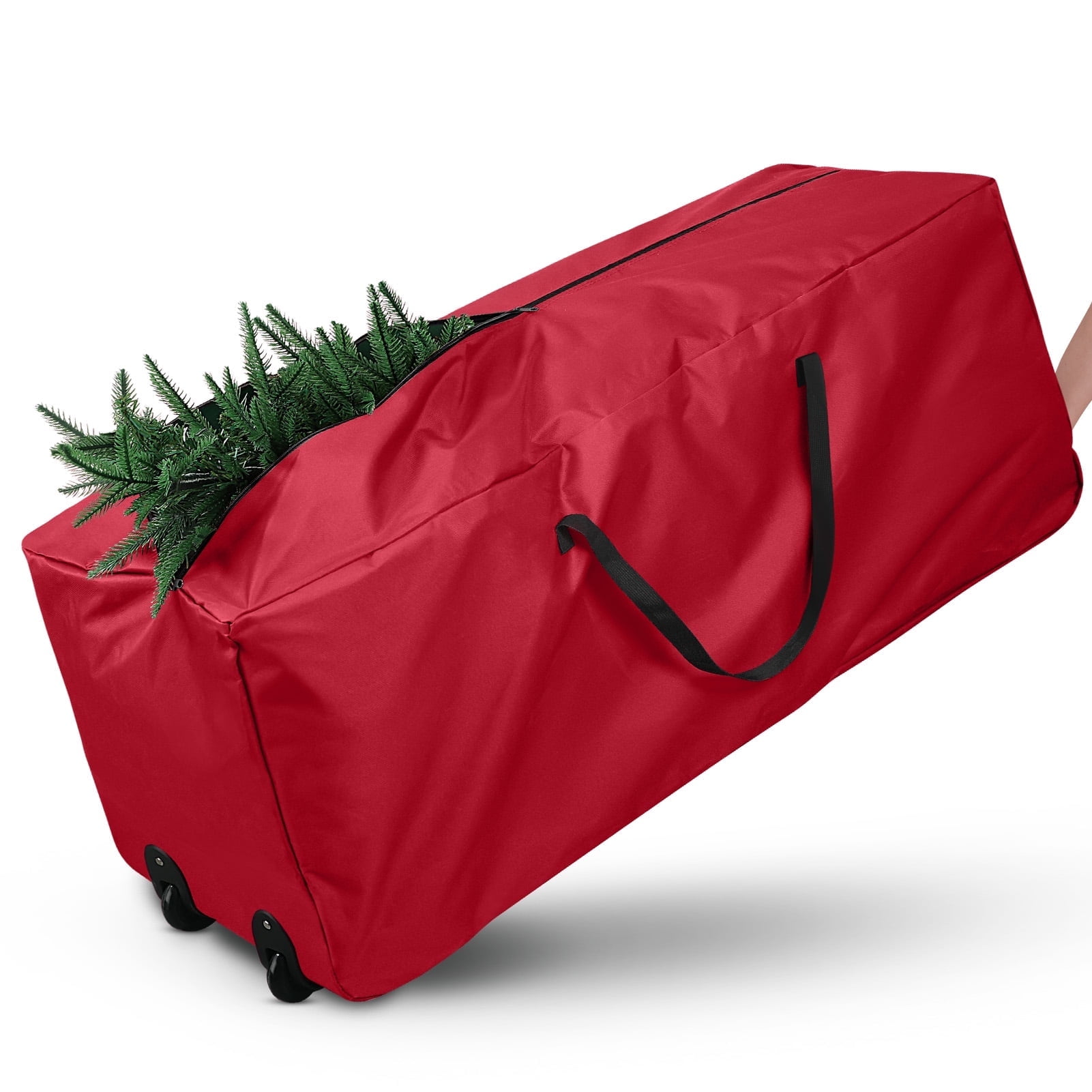 Ayieyill Christmas Tree Storage Bag, Moisture Christmas Tree Bag - for 7.5 FT Artificial Trees, Zippered Bag, Carry Handles and Wheels for Easy Transport (Red)