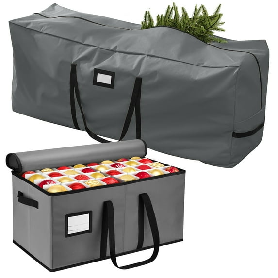 Ayieyill Christmas Tree Storage Bags and Christmas Ornament Storage Fits Up to 128 Ornament, Gray