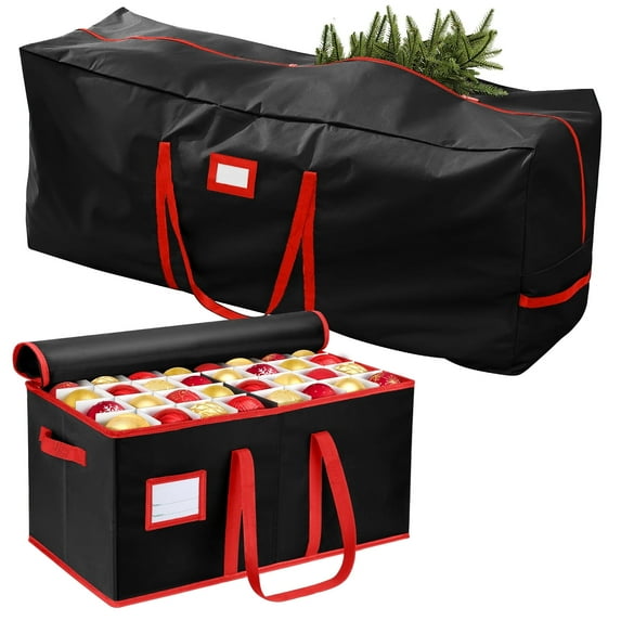 Ayieyill Christmas Tree Storage Bags and Christmas Ornament Storage Fits up to 128 Ornament, Black