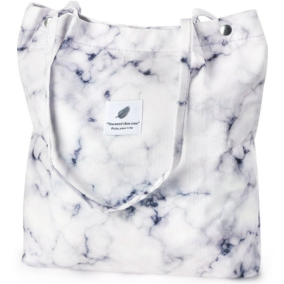 Ayieyill Corduroy Tote Bag Large for Women Girl Lady Canvas Shoulder Cord Purse and Handbags with Inner Pocket