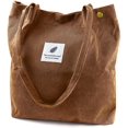 thumbnail image 1 of Ayieyill Corduroy Tote Bag Large for Women Girl Lady Canvas Shoulder Cord Purse with Inner Pocket (Brown), 1 of 7