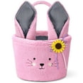 thumbnail image 1 of Ayieyill Easter Basket, Bunny Easter Baskets with Cute Rabbit Ears Stripe, Easter Gift Baskets (Plush-Pink), 1 of 7