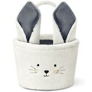 Ayieyill Easter Basket, Bunny Easter Baskets with Cute Rabbit Ears Stripe, Easter Gift Baskets (Plush-White)