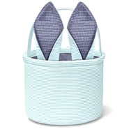 Ayieyill Easter Basket, Easter Bunny Baskets for Kids with Cute Rabbit Ears Stripe, Easter Gift Baskets (Blue)