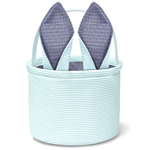 Ayieyill Easter Basket, Easter Bunny Baskets for Kids with Cute Rabbit Ears Stripe, Easter Gift Baskets (Blue)