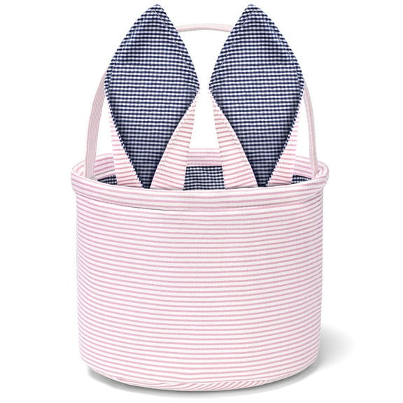 Ayieyill Easter Basket, Easter Bunny Baskets for Kids with Cute Rabbit Ears Stripe, Easter Gift Baskets