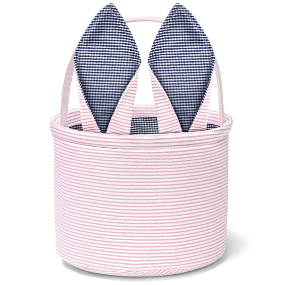 Ayieyill Easter Basket, Easter Bunny Baskets for Kids with Cute Rabbit Ears Stripe, Easter Gift Baskets