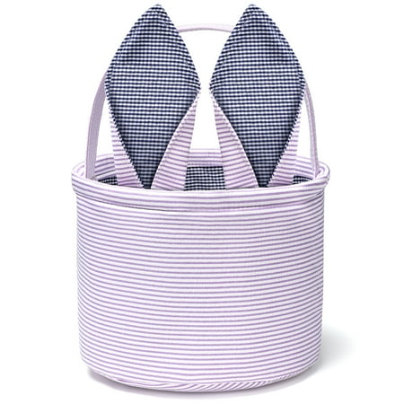 Ayieyill Easter Basket, Easter Bunny Baskets for Kids with Cute Rabbit Ears Stripe, Easter gift baskets, Purple