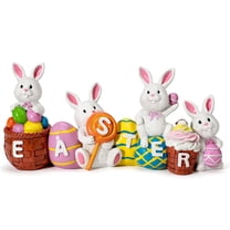 Ayieyill Easter Decor Bunny Eggs, Cute Spring Resin Bunny Figurines Tabletop for Easter Holiday Decoration