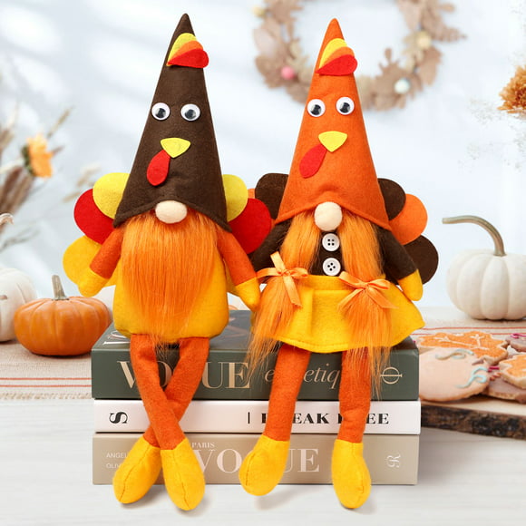 Ayieyill Fall Thanksgiving Decorations, 2 Pack Handmade Fall Turkey Swedish Gnomes, Fall Table Decor Gnomes for Home Farmhouse Indoor, Fall Decoration Autumn Decor Thanksgiving Gifts