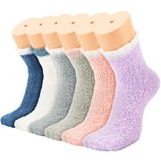 Ayieyill Fuzzy Socks for Women, 6 Pairs Plush Slipper Socks Women, Warm Soft Fluffy Socks Thick Cozy Plush Sock Winter Christmas Socks for Women