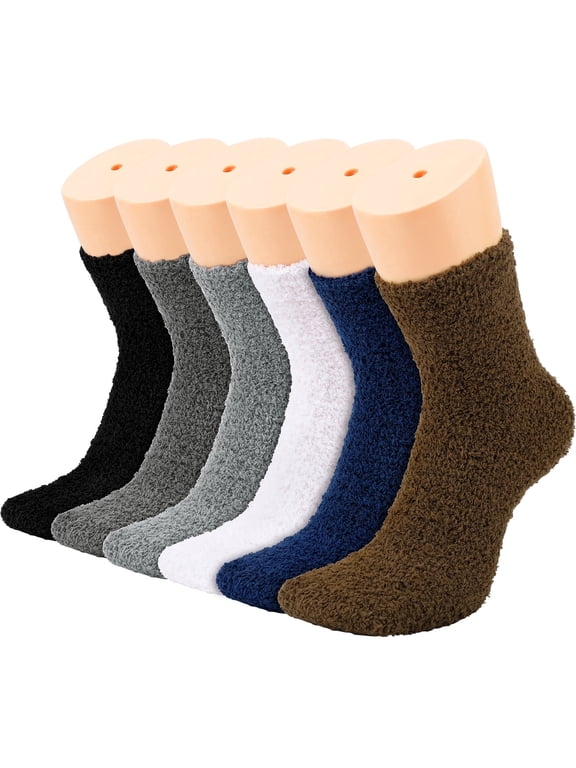 Fuzzy Socks for Women, 6 Pairs Plush Slipper Socks Women, Warm Soft Fluffy Socks Thick Cozy Plush Sock Winter Christmas Socks for Women