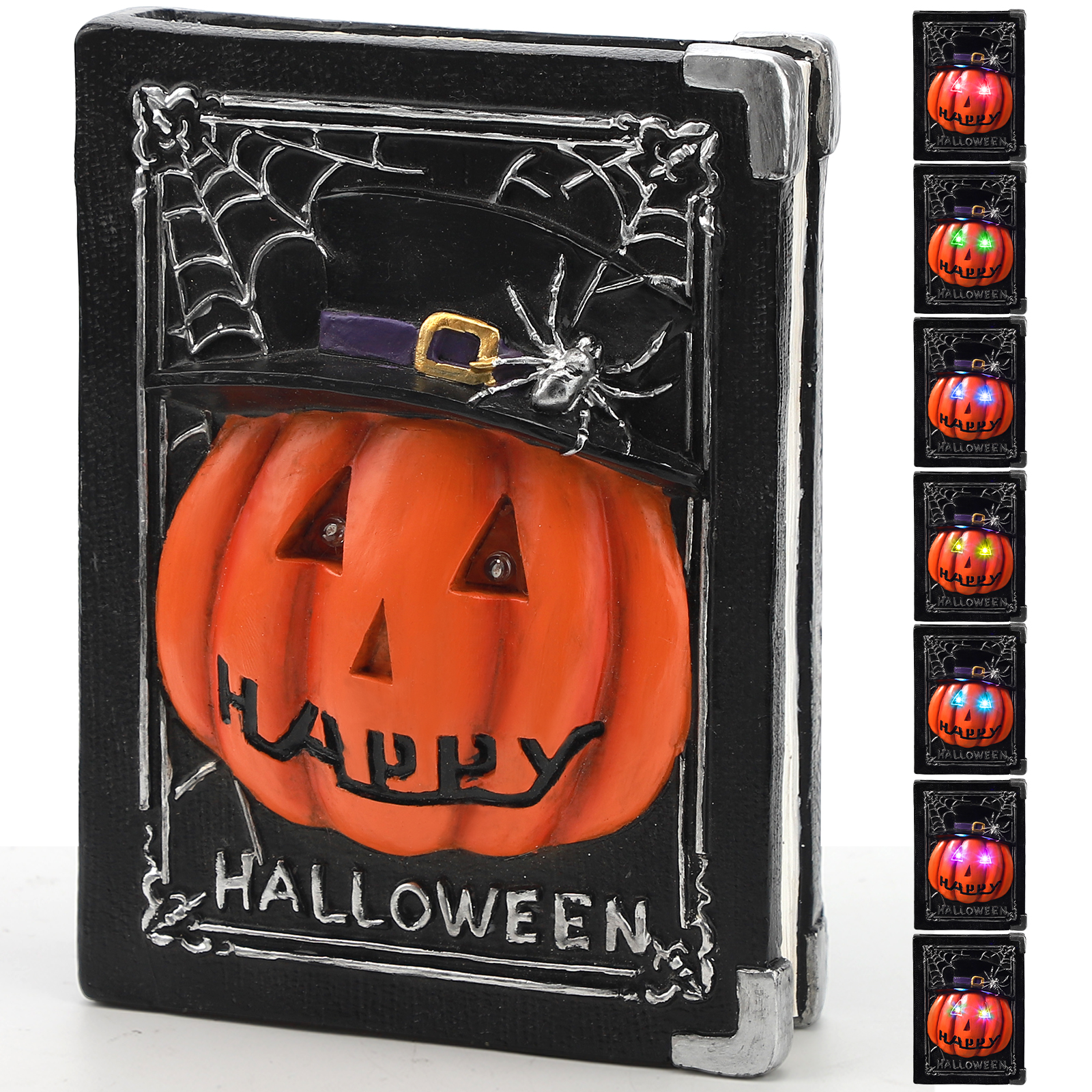 Ayieyill Light Up Halloween Pumpkin Decorations, Color Changing Pumpkin Book Halloween Indoor Decor, Haunted House Halloween Props