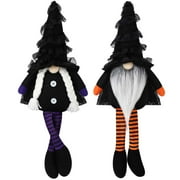 Ayieyill Halloween Gnomes Plush Decor, 2 Pack Handmade Tomte Swedish Gnome Decorations Ornaments, Halloween Table Decorations Gifts (Black) 6''W x 18''H