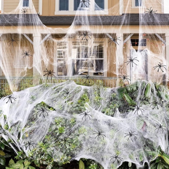 Ayieyill Halloween Spider Webs Decorations for Halloween Decorations Outdoor, 600sqft Cobwebs for Halloween Decor with 150 Fake Spiders