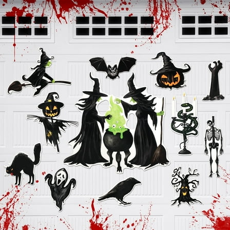 Ayieyill Halloween Garage Door Decorations Outdoor Magnetic Witch Sticker, Halloween Home Decor for Fridge Refrigerator Garage Door Car Decor