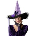 thumbnail image 1 of Ayieyill Halloween Witch Hats for Women with Lamp Cosplay Party Halloween Costume Accessory Purple, 1 of 9